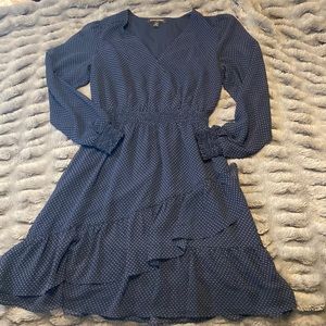 Banana Republic blue tiered dress with white white trio-dots, Size Small